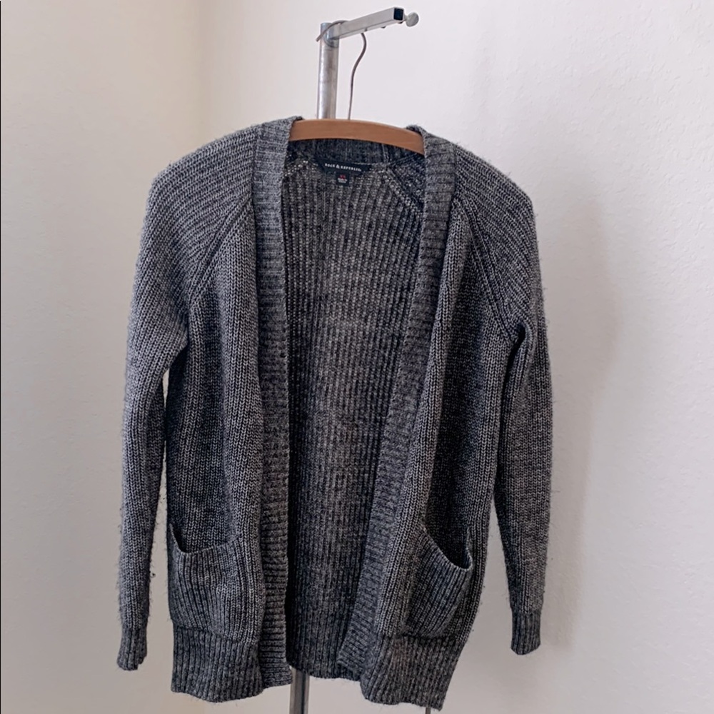 Rock & Republic sz XS open grey cardigan pockets side zippers EUC office goth